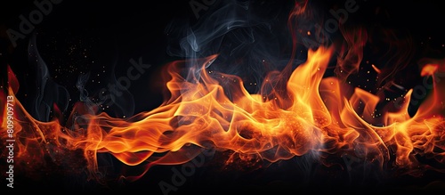 An image of a burning flame with a dark background offers a captivating visual with plenty of copy space