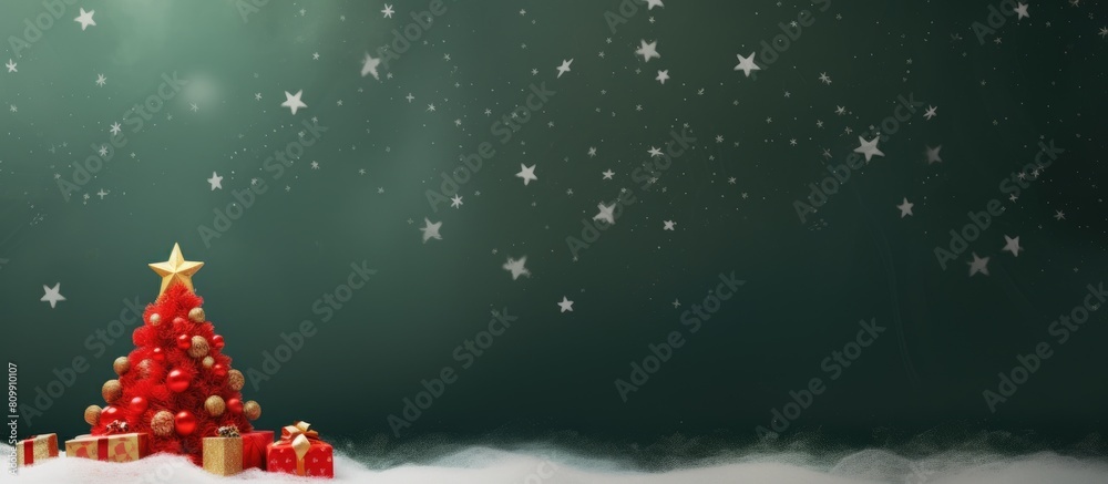 A Christmas themed background featuring a toy designed as a Christmas tree with a space available for copying or adding images. Creative banner. Copyspace image A Christmas themed background featuring a toy designed as a Christmas tree with a space available for copying or adding images. Creative banner. Copyspace image