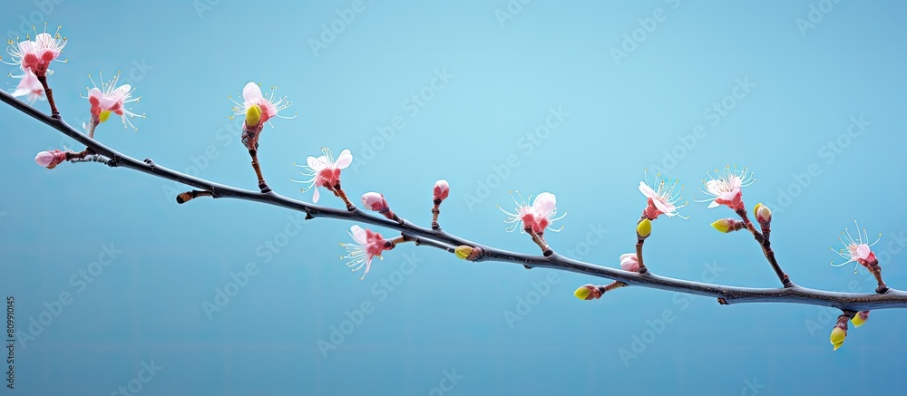 A spring themed image displaying delicate young buds on thin twigs setting a vibrant and refreshing ambiance of the season. Creative banner. Copyspace image A spring themed image displaying delicate young buds on thin twigs setting a vibrant and refreshing ambiance of the season. Creative banner. Copyspace image