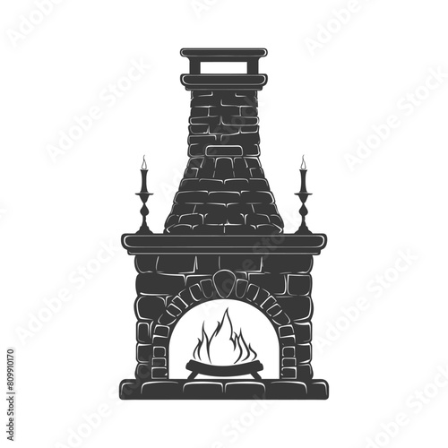 Silhouette fireplace black color only