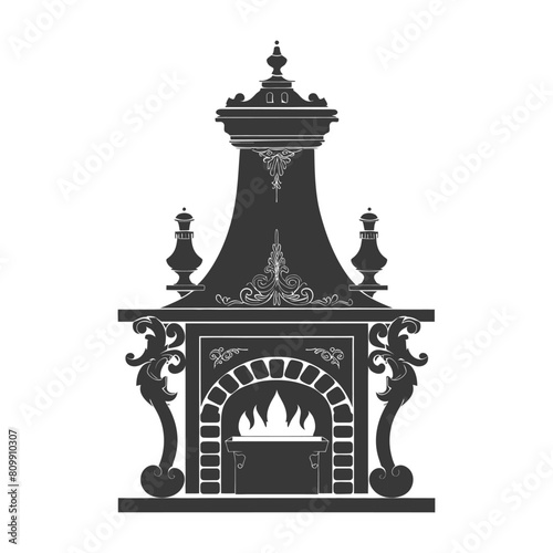 Silhouette fireplace black color only
