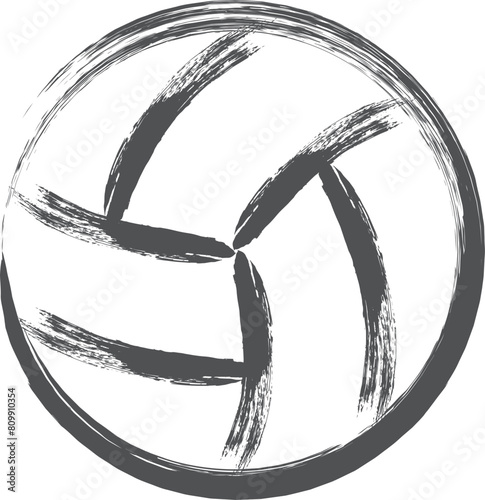 スポーツ関連の筆書き単品イラスト　バレーボール