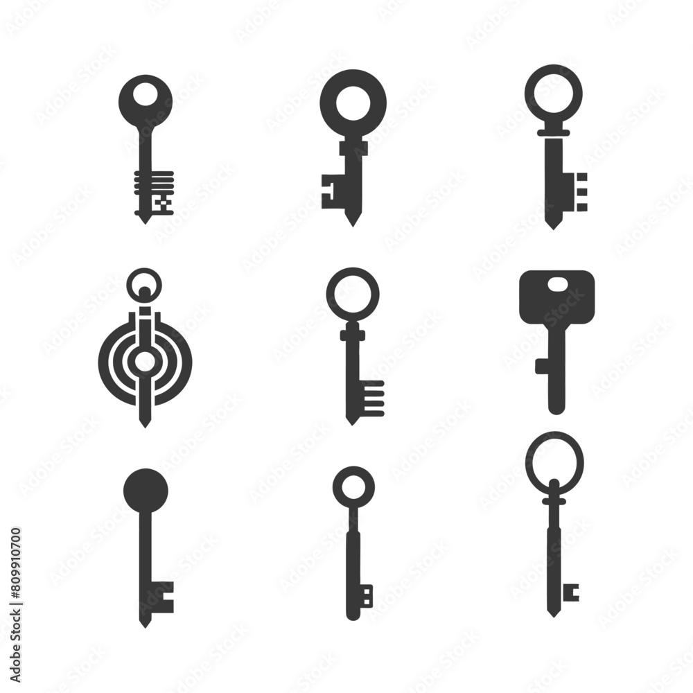 Silhouette flat key black color only Silhouette flat key black color only