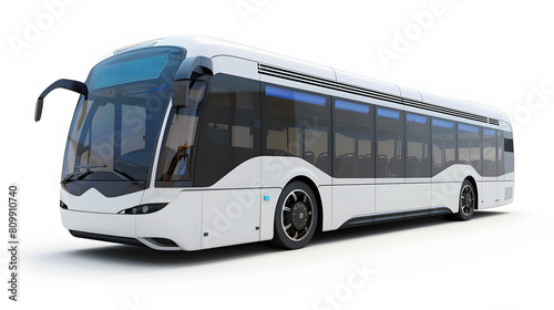 Hydrogen-powered buses or trucks in urban environments isolated on white background, png 