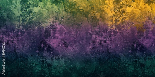 The image is a dark  grungy  textured background with a gradient of green  yellow  purple  and blue.
