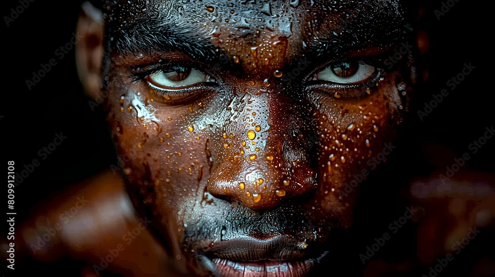 Sweaty face of man close-up in gym Sweaty face of man close-up in gym