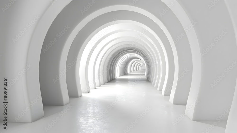 Endless White Tunnel of Architectural Perfection and Ethereal Minimalism