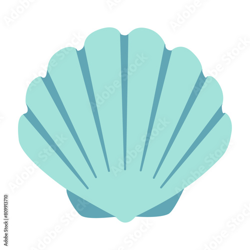 Hand drawn Scallop Seashell. Modern flat style seashell illustration. Souvenir seashell isolated on white background. Vector illustration