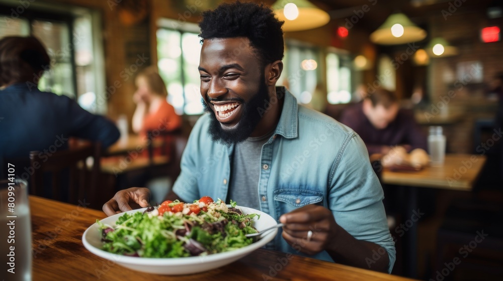 person eating lunch in restaurant person eating lunch in restaurant