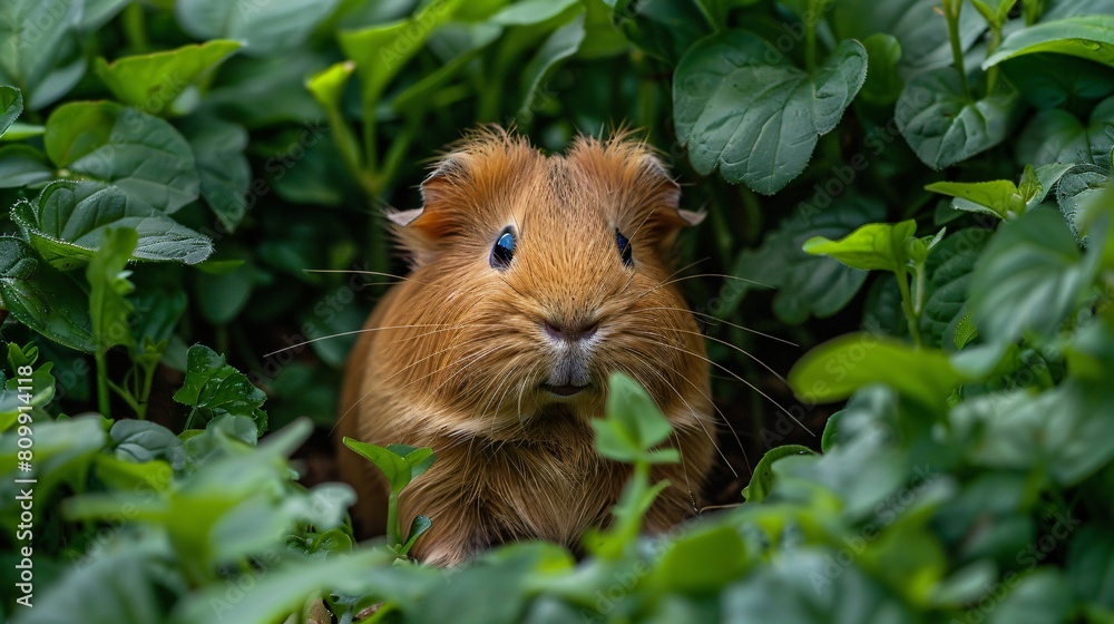 A small brown guinea pig snuggles A small brown guinea pig snuggles