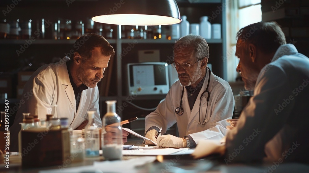 Doctor and patient in conversation, looking at digital tablet Doctor and patient in conversation, looking at digital tablet