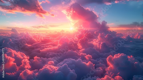 Breathtaking Sunset Clouds in Maroon and Indigo Anime Aesthetic Skies with Ethereal Light Beams and