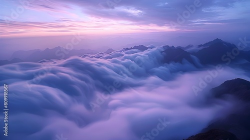 Peaceful Dawn at Yushan s Misty Mountain Peaks Capturing the Ethereal Beauty of Nature s Fluid Dance