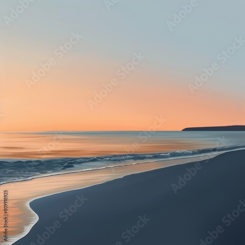 beach, sunset, water, edge, warm, orange, cool, blue, view, serene, soft, modern, sunlight, mural, minimalist, dream, design, bedroom, vibe, twilight, ocean, beauty, tranquil, simple, chill
