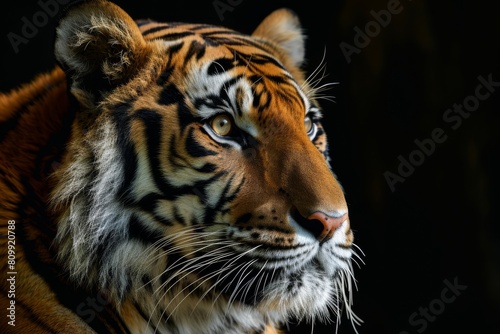 Tiger with a black background, also known as a Tiger, against a black backdrop, Ai generated