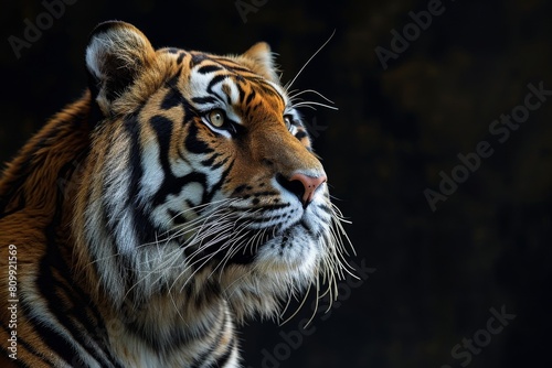 Tiger with a black background  also known as a Tiger  against a black backdrop  Ai generated