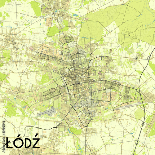 Lodz  Poland map poster art