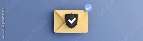 A minimalistic envelope with a shield and checkmark, indicating verified and secured email