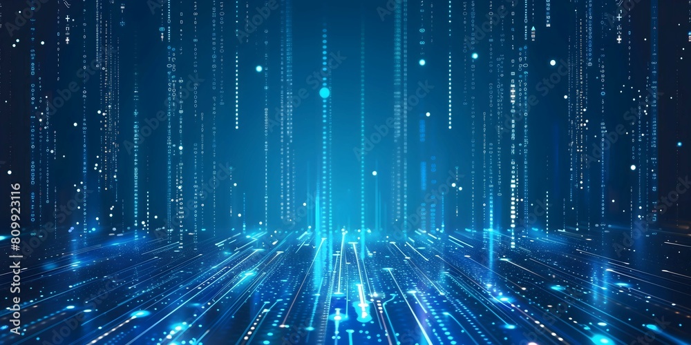 Big Data Vertical Lights Stream Futuristic Digital Connection Network - Abstract Vector Illustration, Blue Background Big Data Vertical Lights Stream Futuristic Digital Connection Network - Abstract Vector Illustration, Blue Background