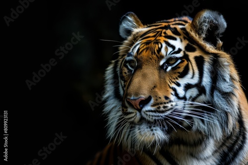 Tiger with a black background  also known as a Tiger  against a black backdrop  Ai generated