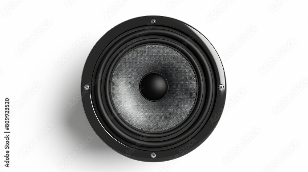 An isolated black speaker against a white background An isolated black speaker against a white background