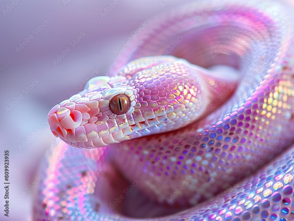 Fototapeta premium A beautiful albino snake with a mesmerizing stare.