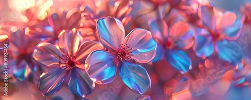 Generate an image of pink cherry blossoms made of glass