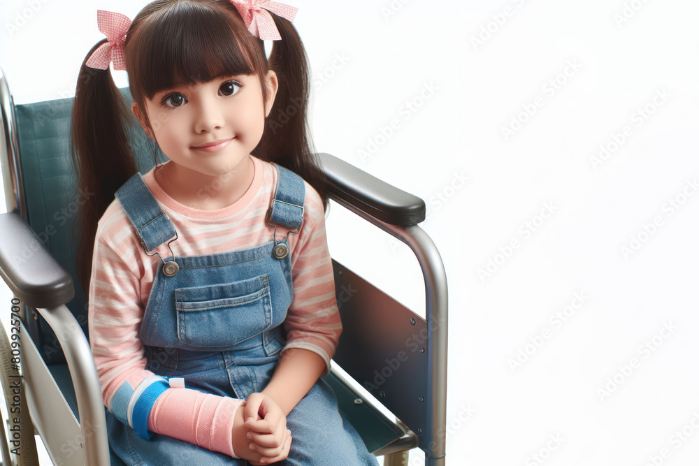 child disabled person in wheelchair isolated on white background Stock ...