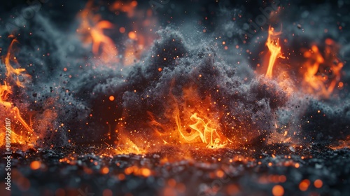 Dynamic explosion of fire and ash captures the raw power of nature in a mesmerizing display