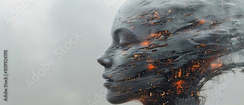 Create a concept art piece imagining a world where cyberneuron technology is ubiquitous photo