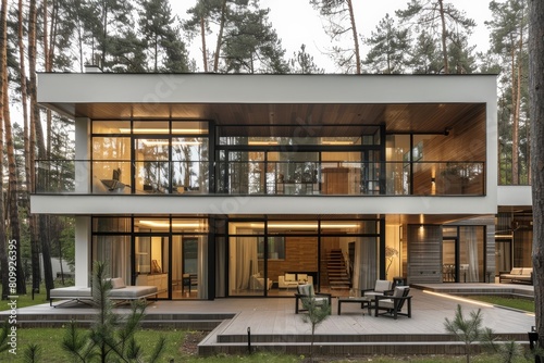 Minimalist luxury modern villa near the forest