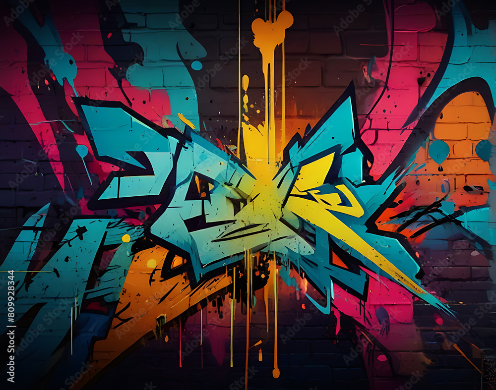 Vibrant colors design of abstract graffiti texture, a mix of abstract text and graffiti, background wallpaper style, texture Vibrant colors design of abstract graffiti texture, a mix of abstract text and graffiti, background wallpaper style, texture