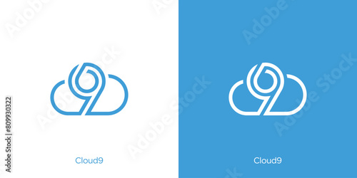 Simple Cloud9 Logo. Monogram Cloud Nine Logo, Icon, Symbol, Vector, Design Inspiration.