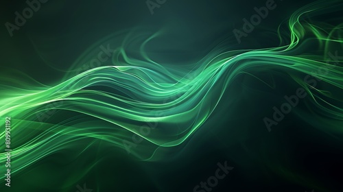 Radiant pulses of green light on a pitch-dark backdrop, capturing motion and energy
