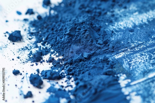 Whiter Clothes with Indigo Powder. Closeup of Blue Indigo Powder on White Fabric for Chemical