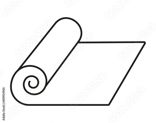 
Illustration depicting a black mat for yoga or sports exercises on a white background