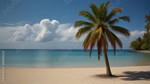 palm tree on the beach © Iqbal