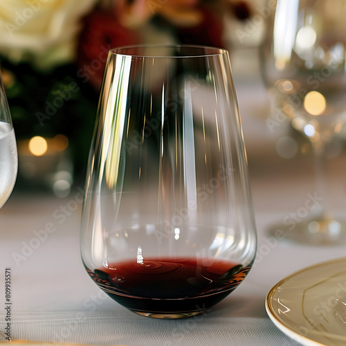 The wine glass with red wine on a softly background.