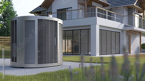 An eco-friendly air heat pump, a modern and green solution for home heating