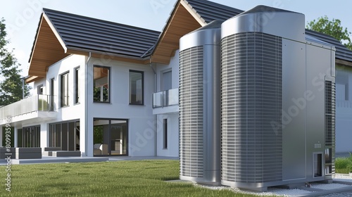 An eco-friendly air heat pump, a modern and green solution for home heating