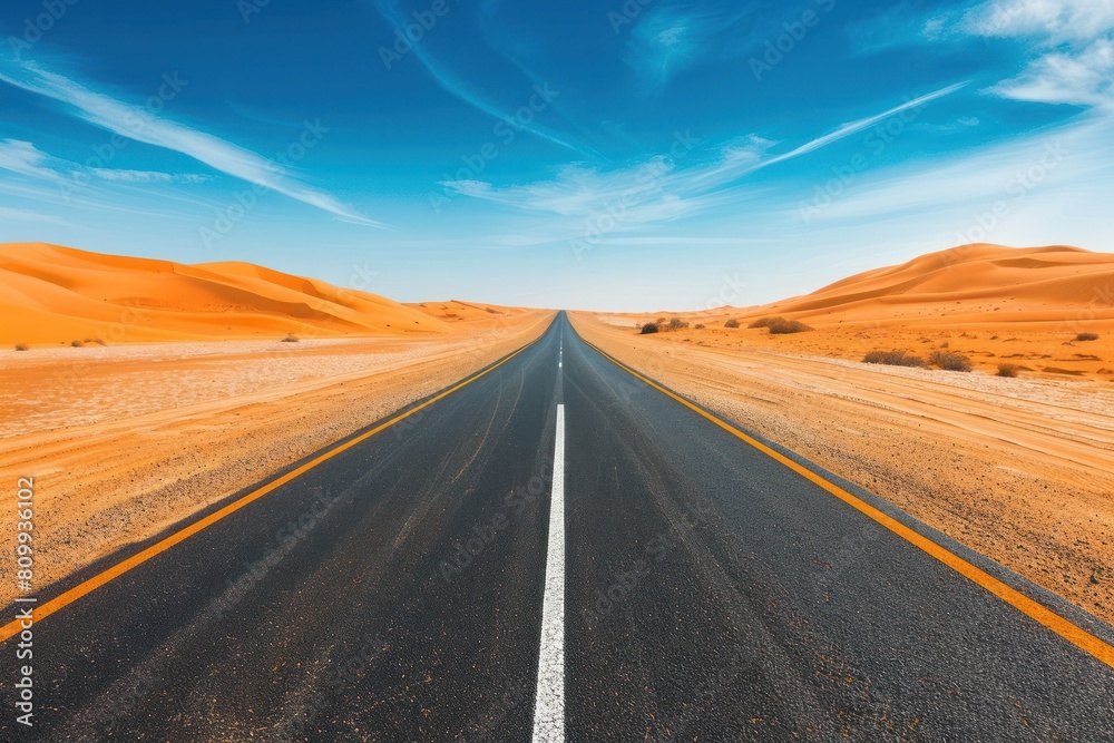 Empty Road Through Desert
