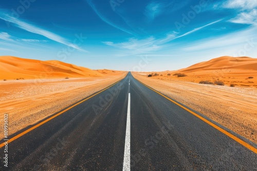 Empty Road Through Desert