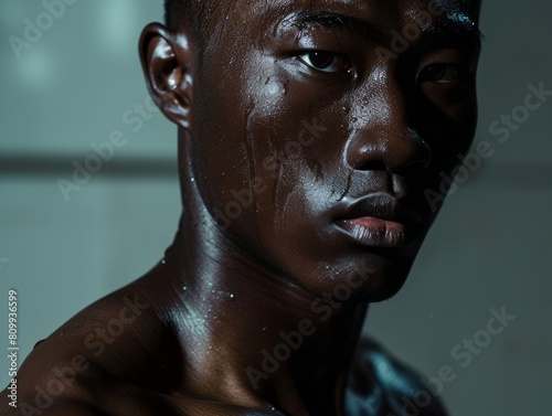 A dark skin East Asian or South Asian athlete. photo