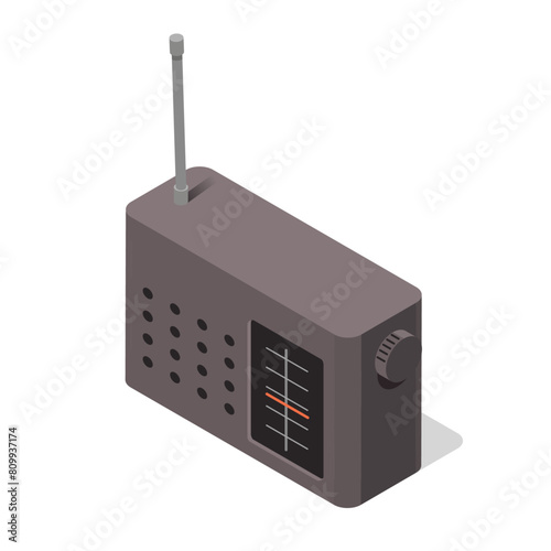 isometric illustration of radio
