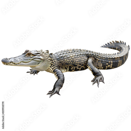 Close up crocodile , isolated on transparent background