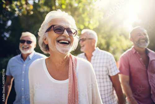 Radiant Seniors Enjoying a Sunny Day Outdoors