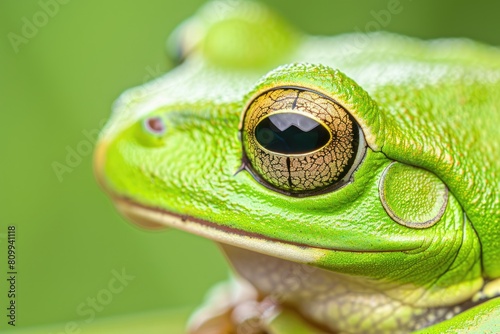 Selective Closeup of American Green Tree Frog - Macro Shot of Cute Amphibian with Stunning Eye photo