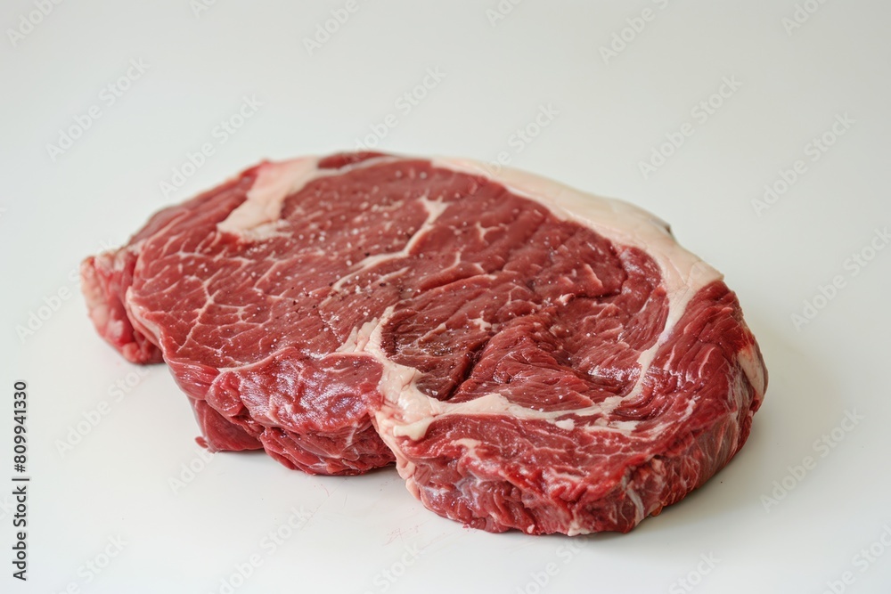 Premium Grass-Fed Angus Beef Ribeye Steak - Perfect Cut for Barbecue and Cooking: Raw Meat
