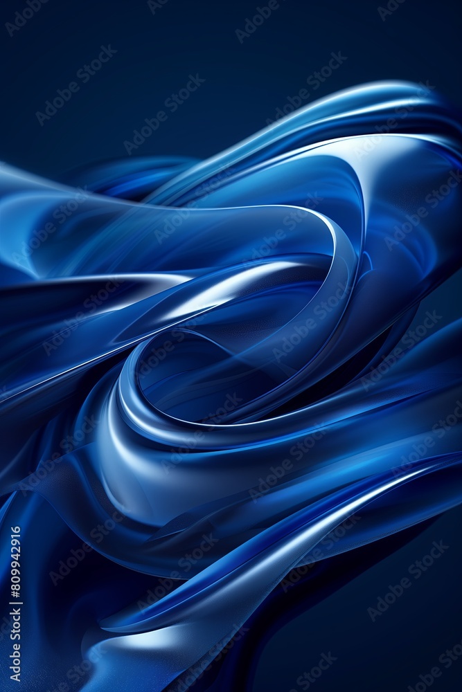 Dark deep blue abstract background, smooth and curved lines