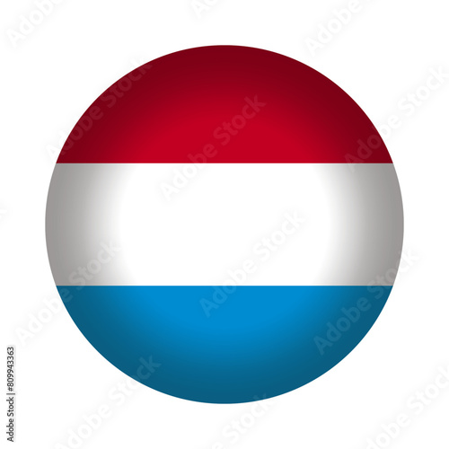 Round Luxembourg flag icon  vector illustration. Isolated 3D Luxembourg flag button.